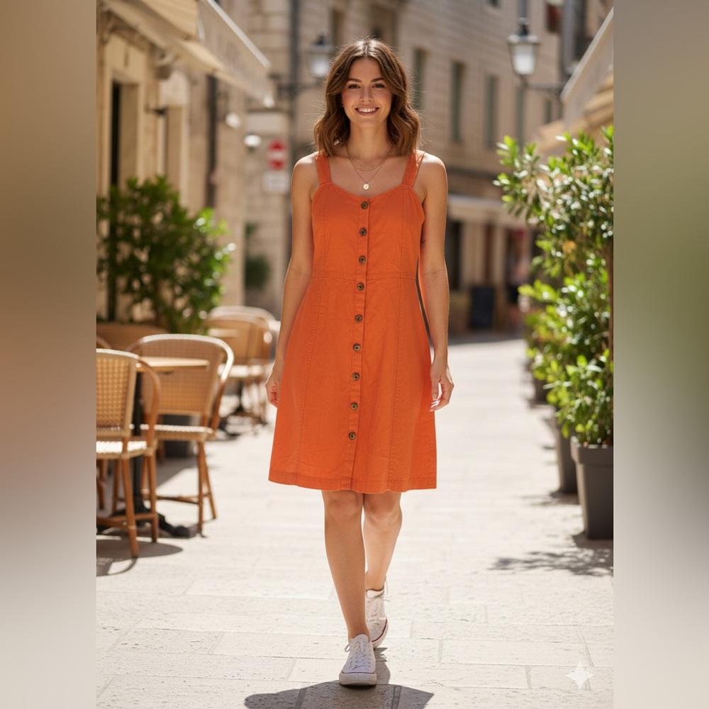 LOFT Bright Orange Sleeveless Mini Dress